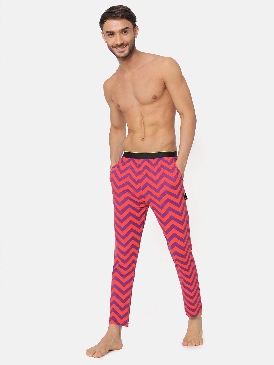 

bummer Men Red & Purple Printed Micro Modal Chevron Lounge Pant