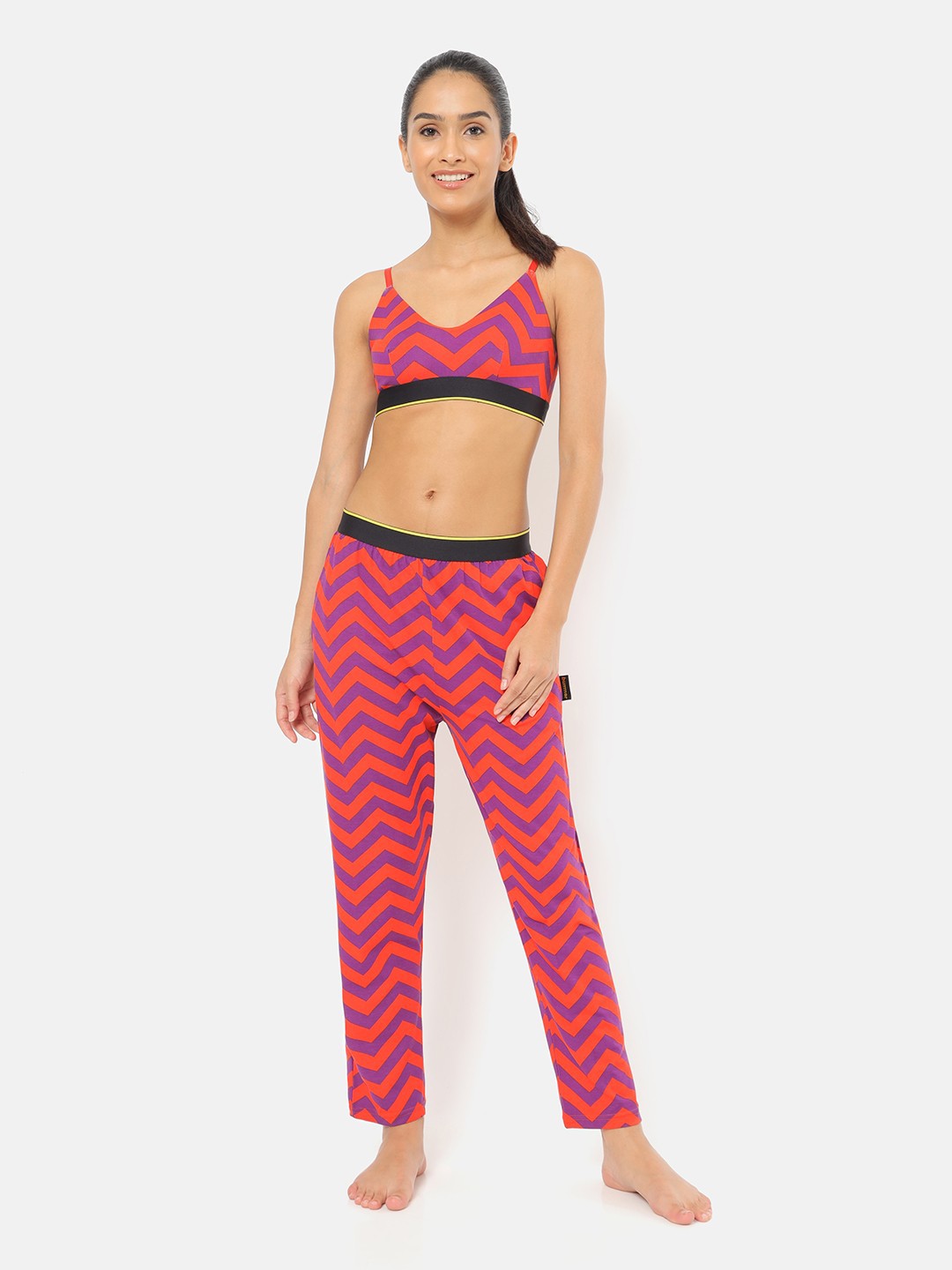 

bummer Women Printed Micro Modal Chevron Lounge Pant, Red