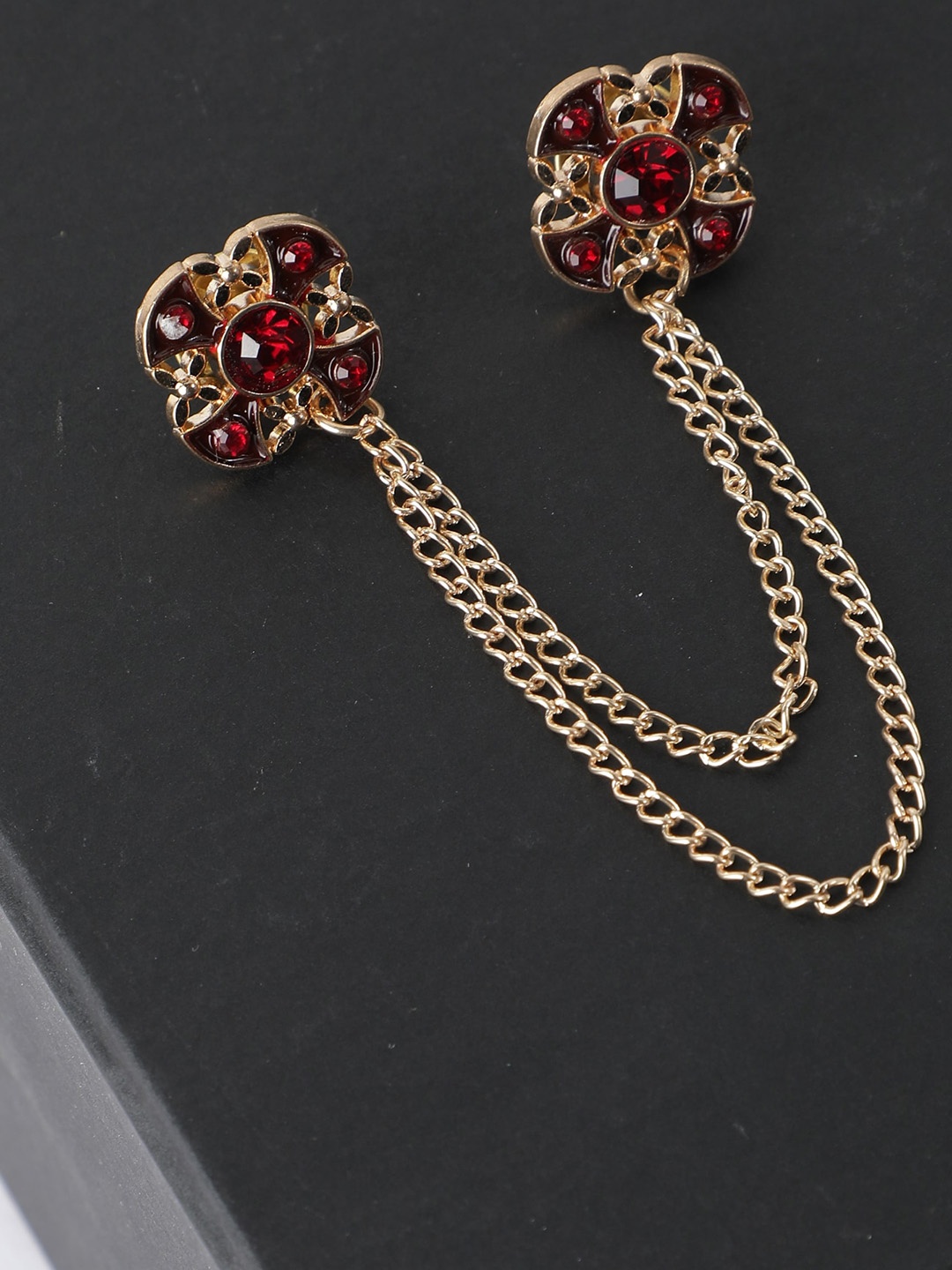 

Alvaro Castagnino Men Gold -Toned & Maroon Embellished Brooch