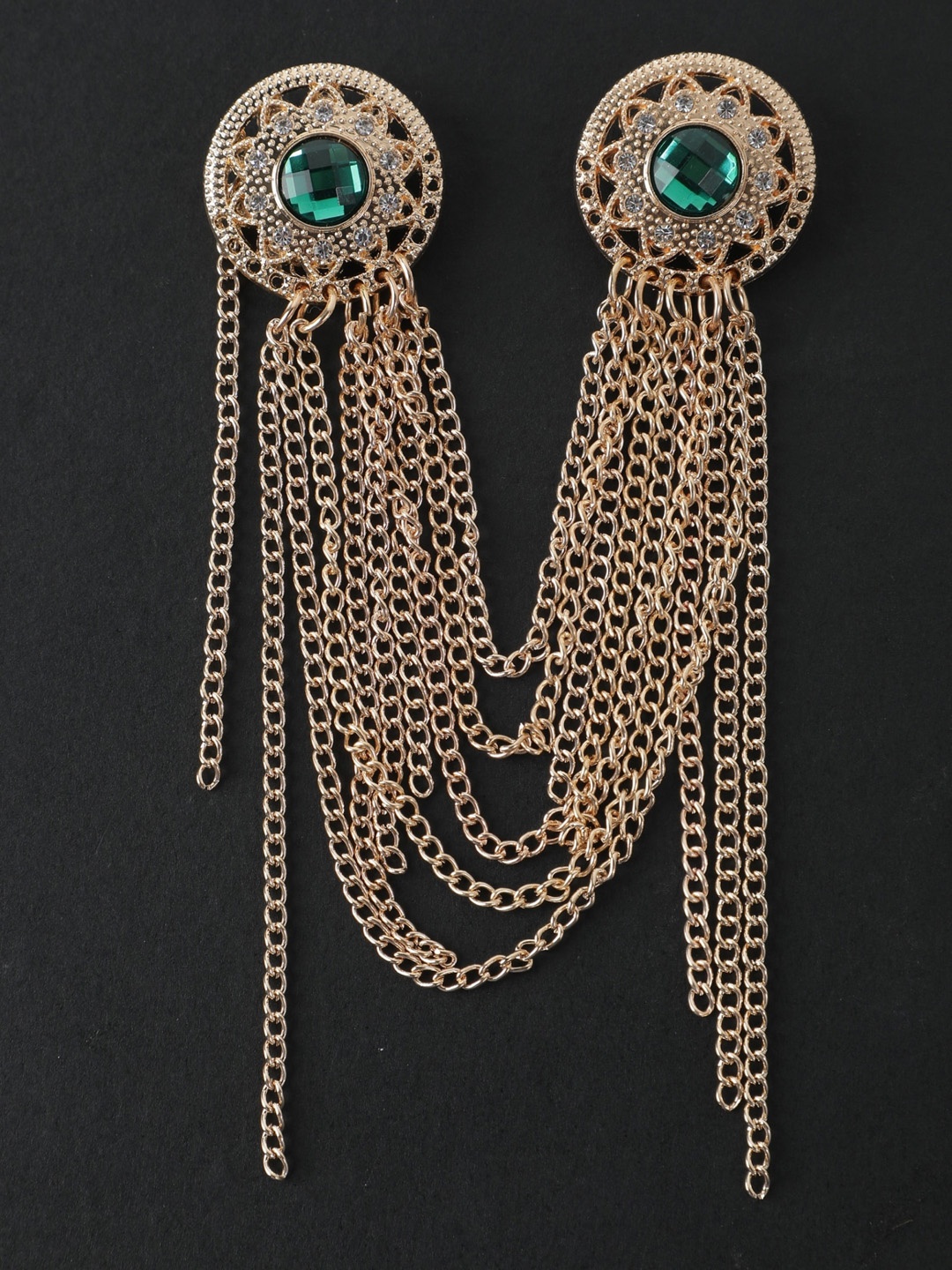 

Alvaro Castagnino Men Gold-Toned & Green Embellished Brooch
