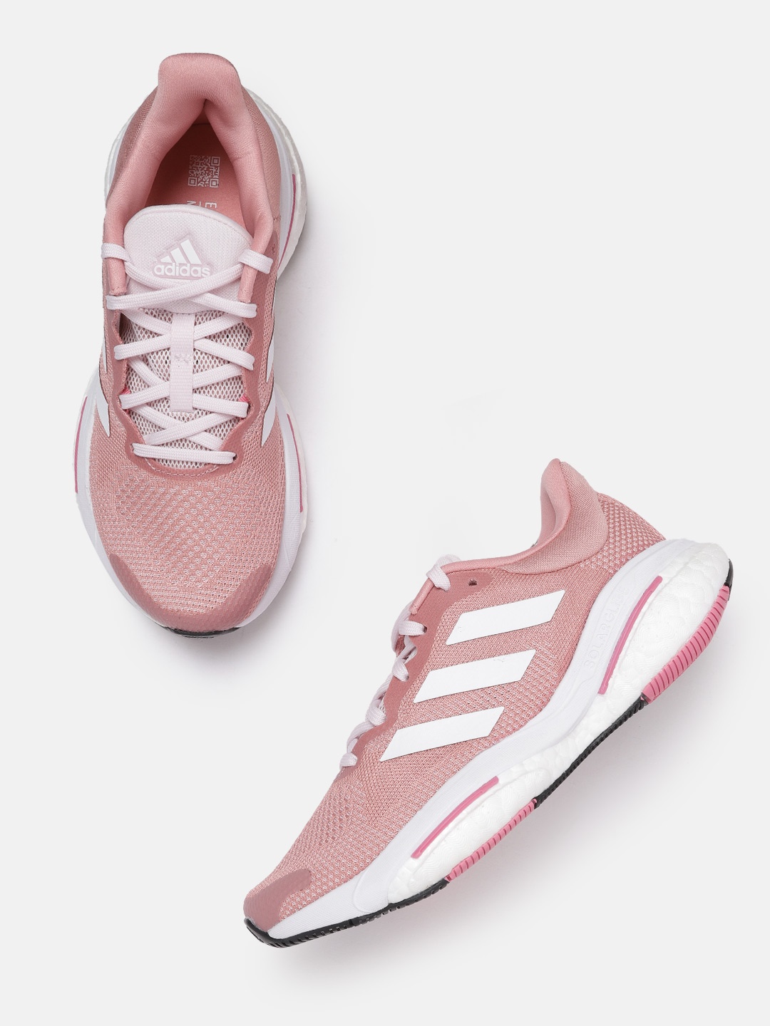 

ADIDAS Women Pink & White Woven Design Solar Glide 5 Running Shoes