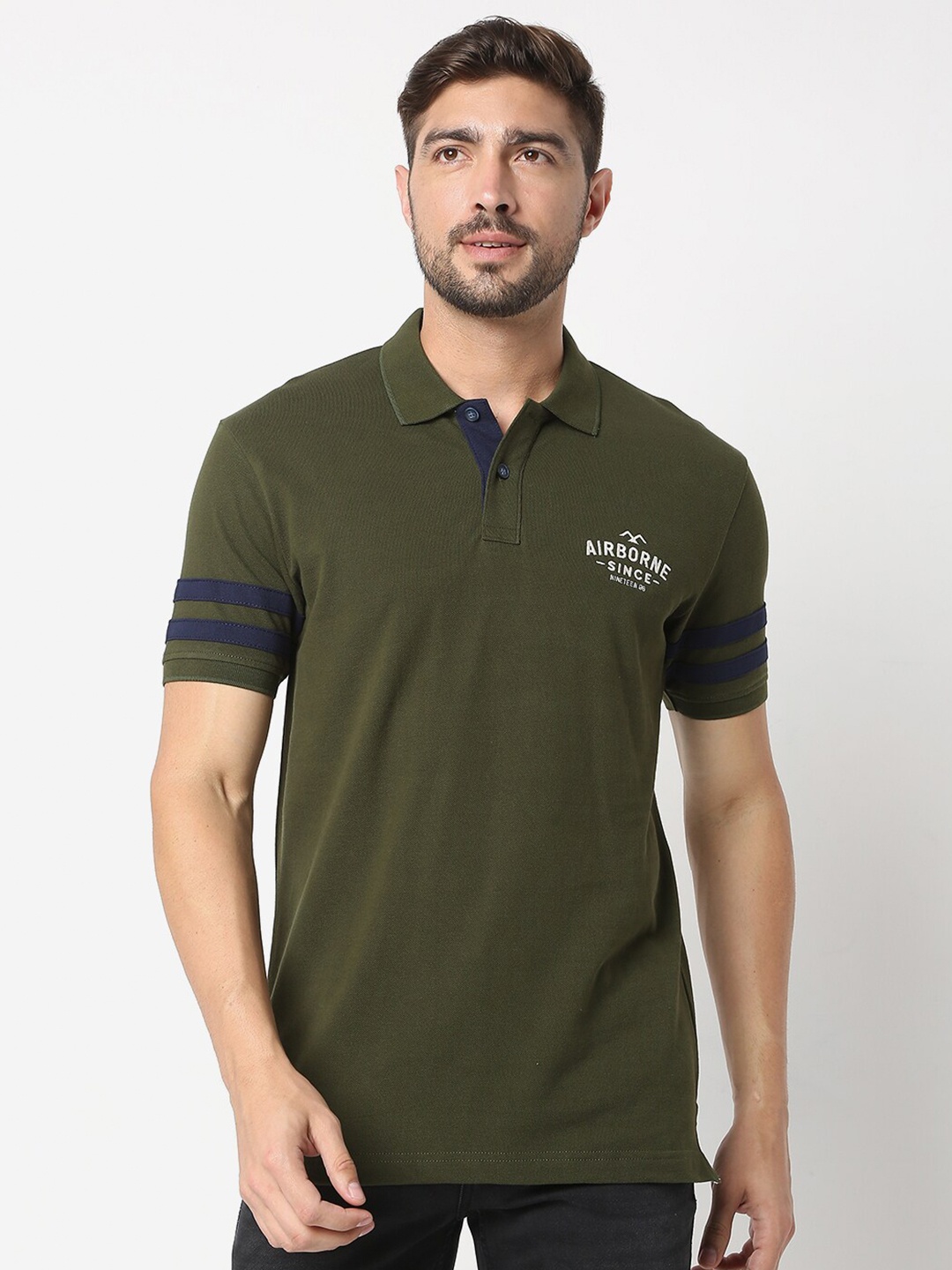 

Mufti Men Beige Polo Collar Slim Fit T-shirt