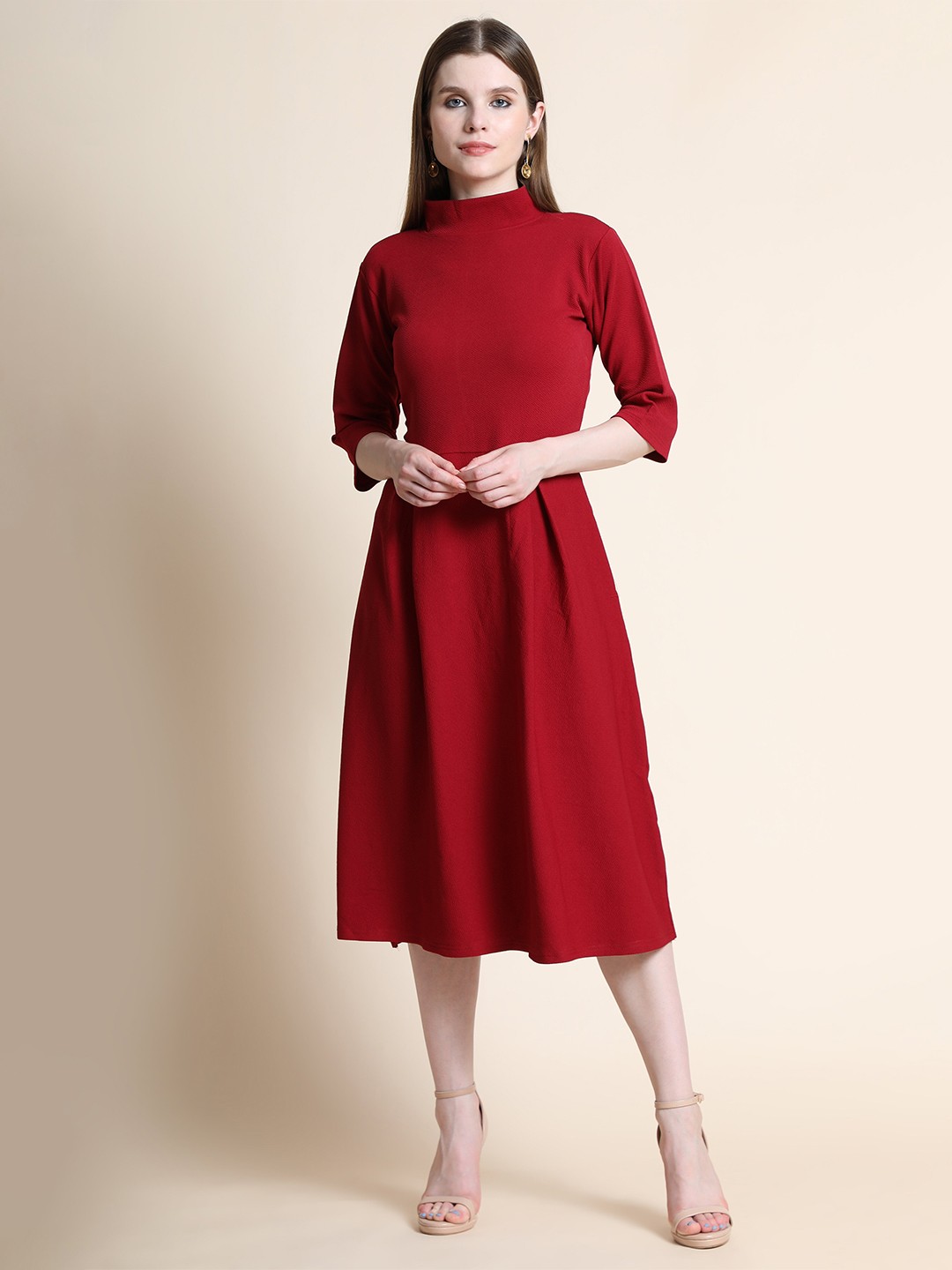 

Velmita Maroon Midi Dress