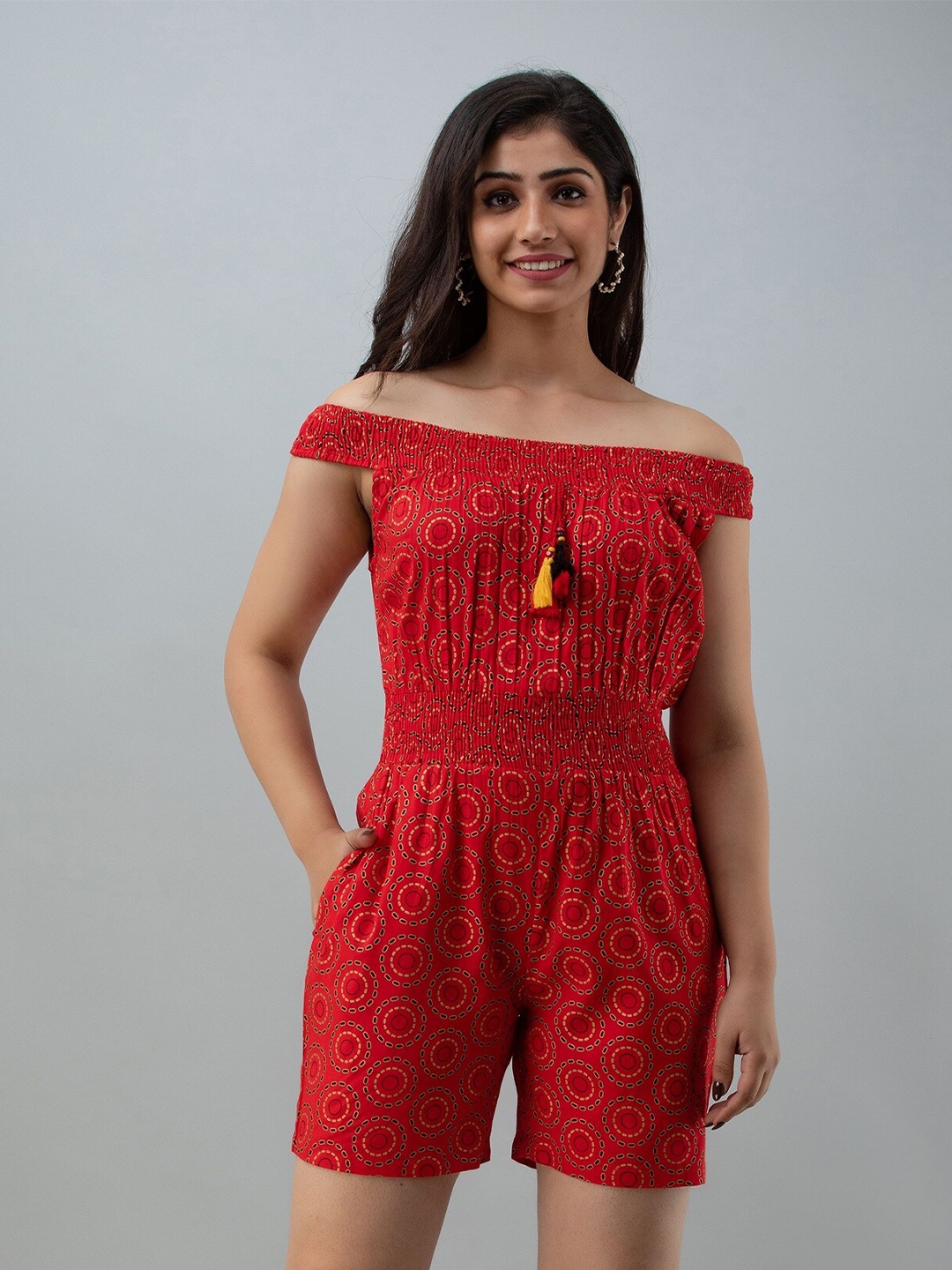 

CKM Red Printed Jumpsuit