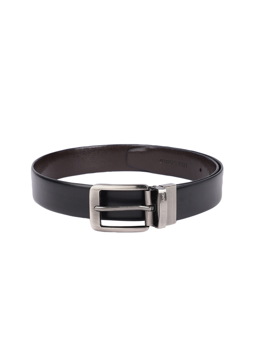 

Peter England Men Black & Brown Textured Reversible Leather Belt