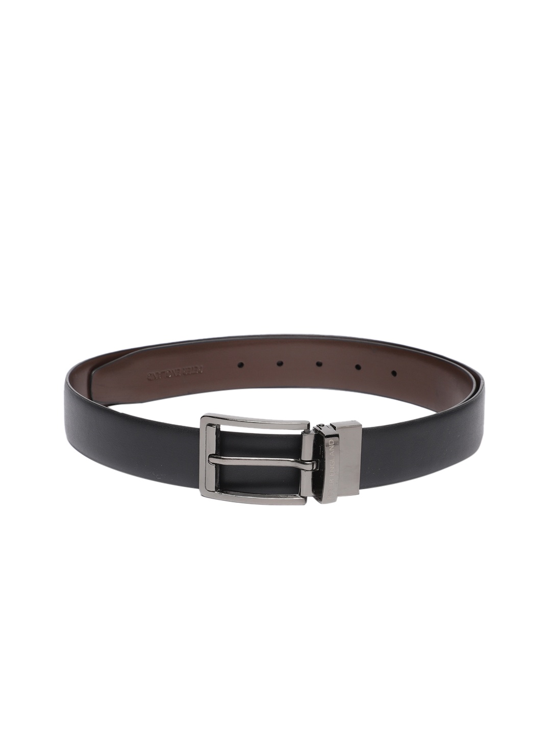 

Peter England Men Reversible Leather Formal Belt, Black