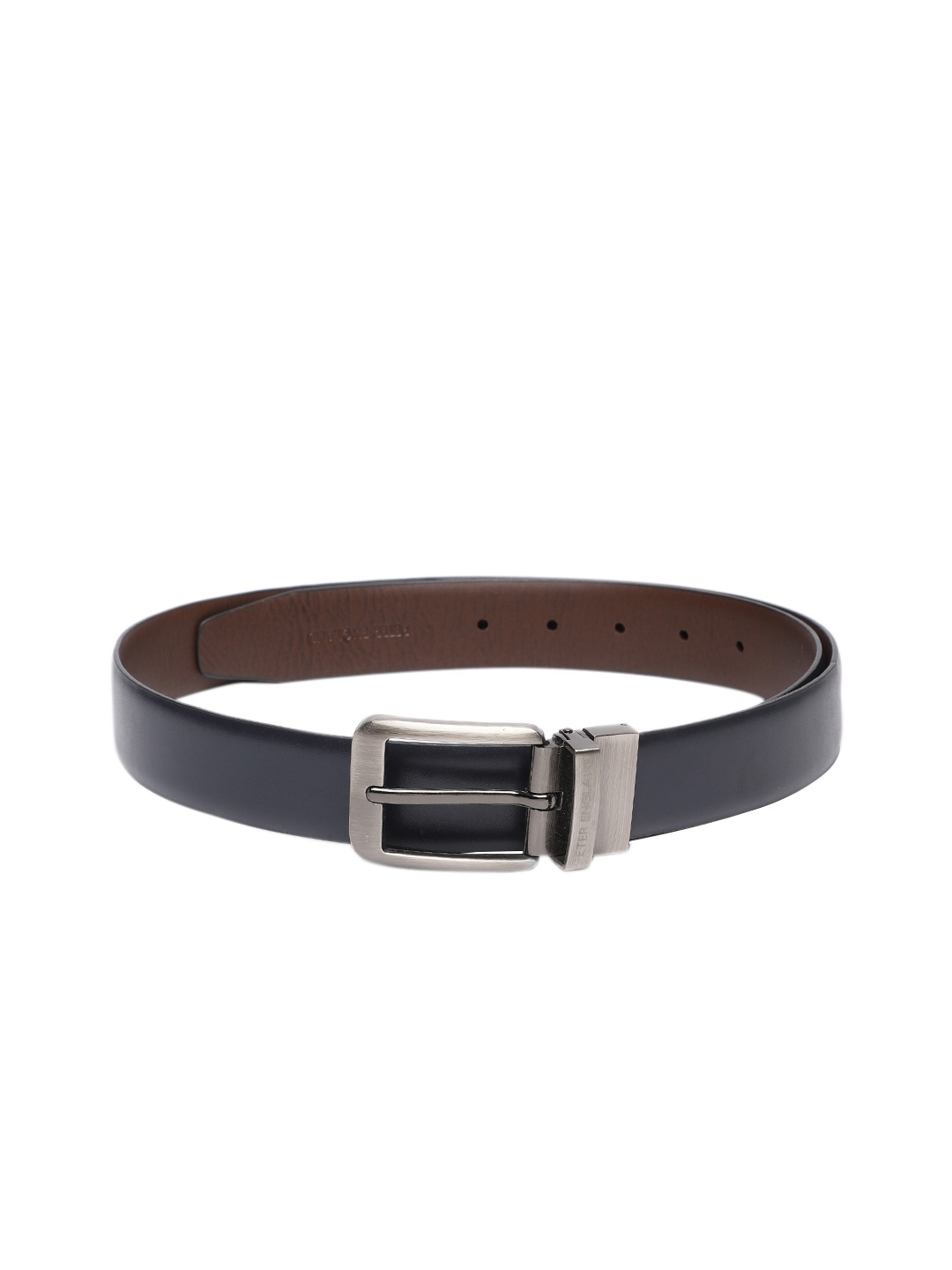 

Peter England Men Reversible Leather Belt, Navy blue