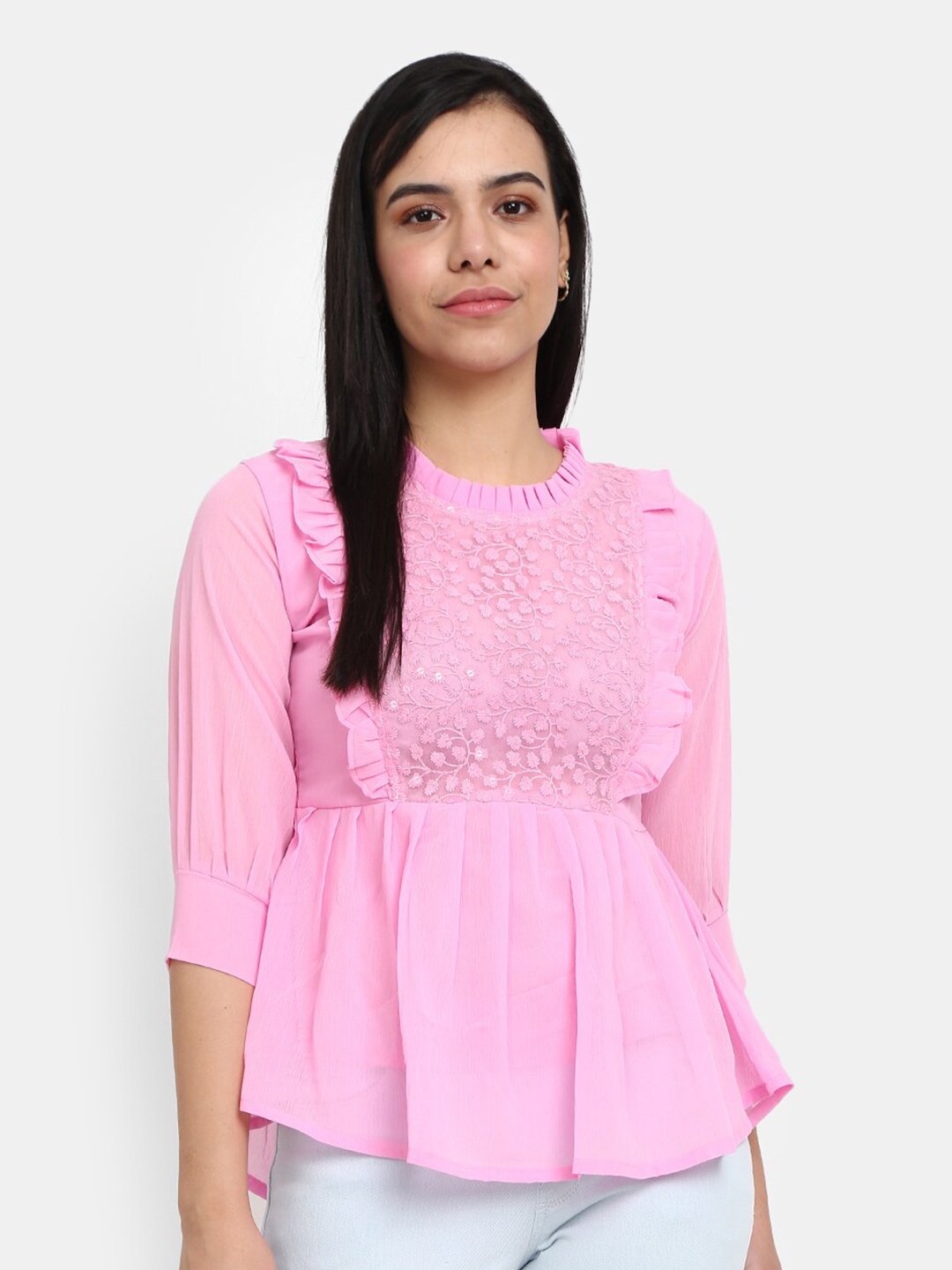 

V-Mart Pink Peplum Top