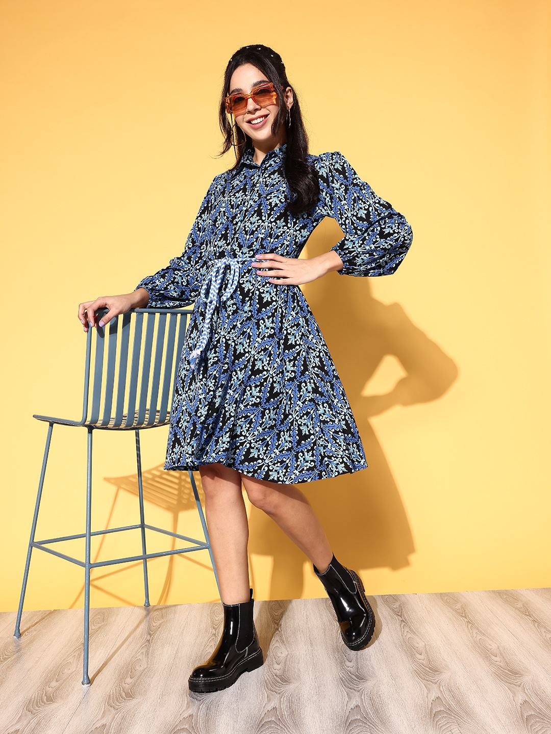 

plusS Women Black Ethnic Motifs Retro Optimism Dress