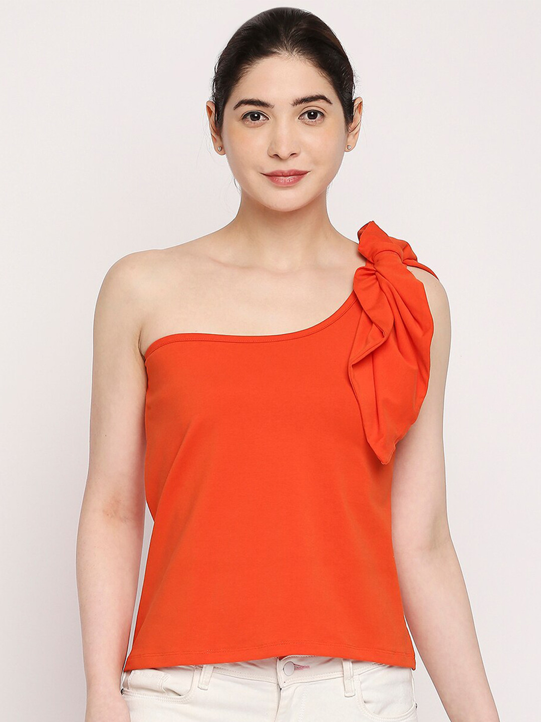 

Autumn Hues Orange One Shoulder Top