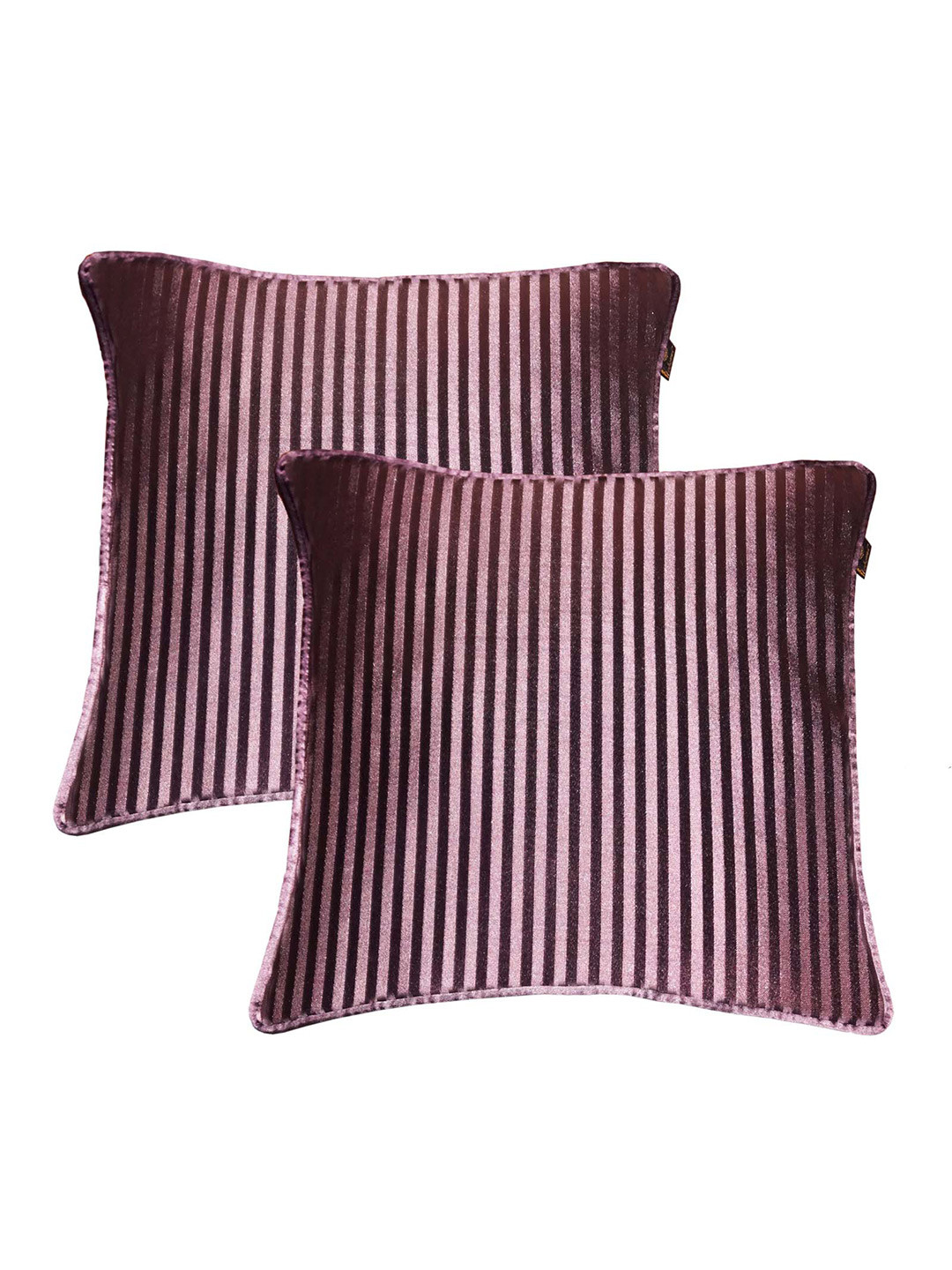 

Lushomes Purple Set of 2 Striped Square Cushion Covers