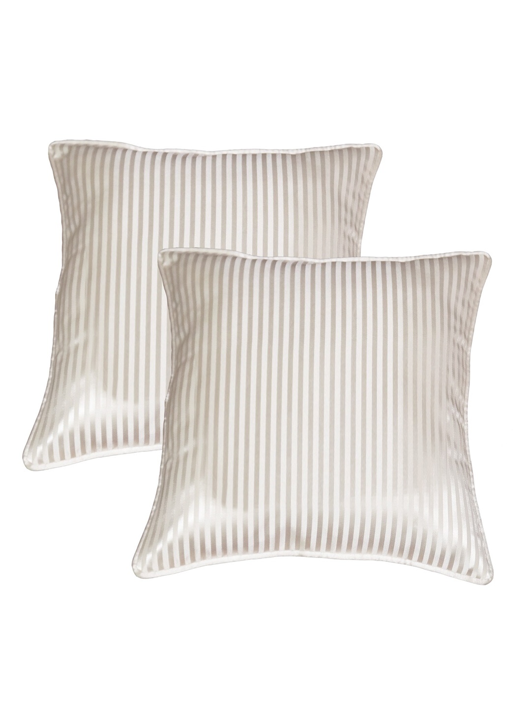 

Lushomes Cream-Coloured Set of 2 Striped Square Cushion Covers