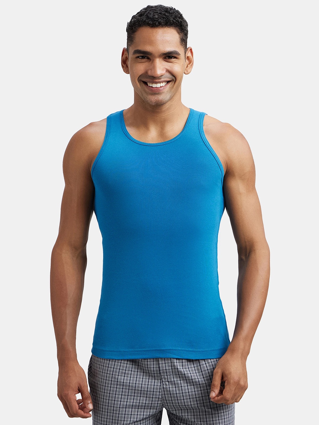 

Jockey Combed Cotton Rib Round Neck Sleeveless Vest-FP04, Blue