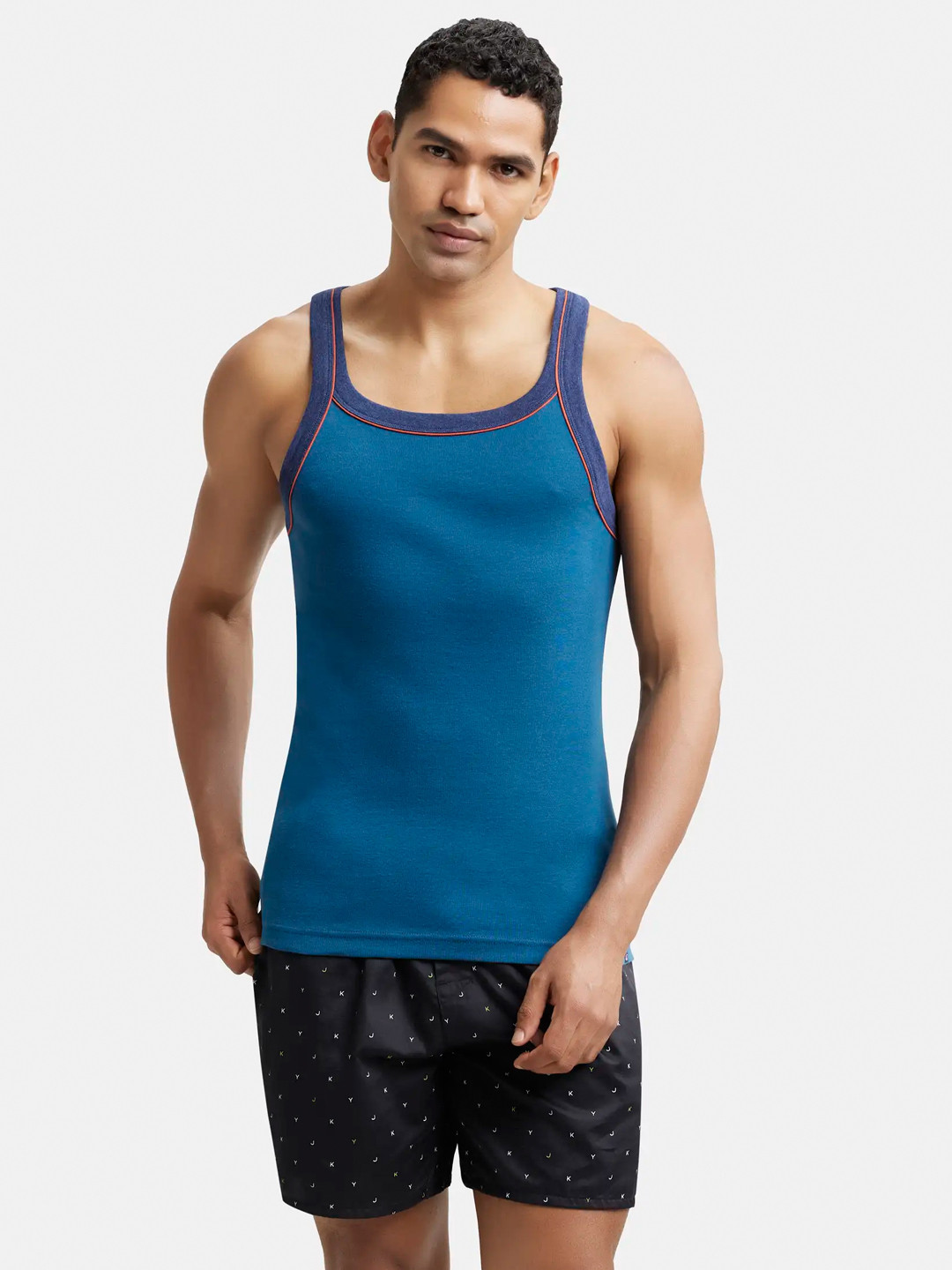 

Jockey Men Blue Solid Cotton Innerwear Vests
