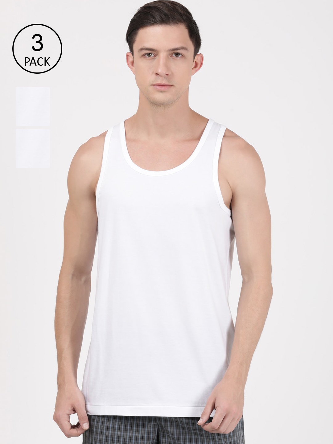 

Jockey Pack of 3 Pure Cotton Innerwear Vest EM01-0310, White