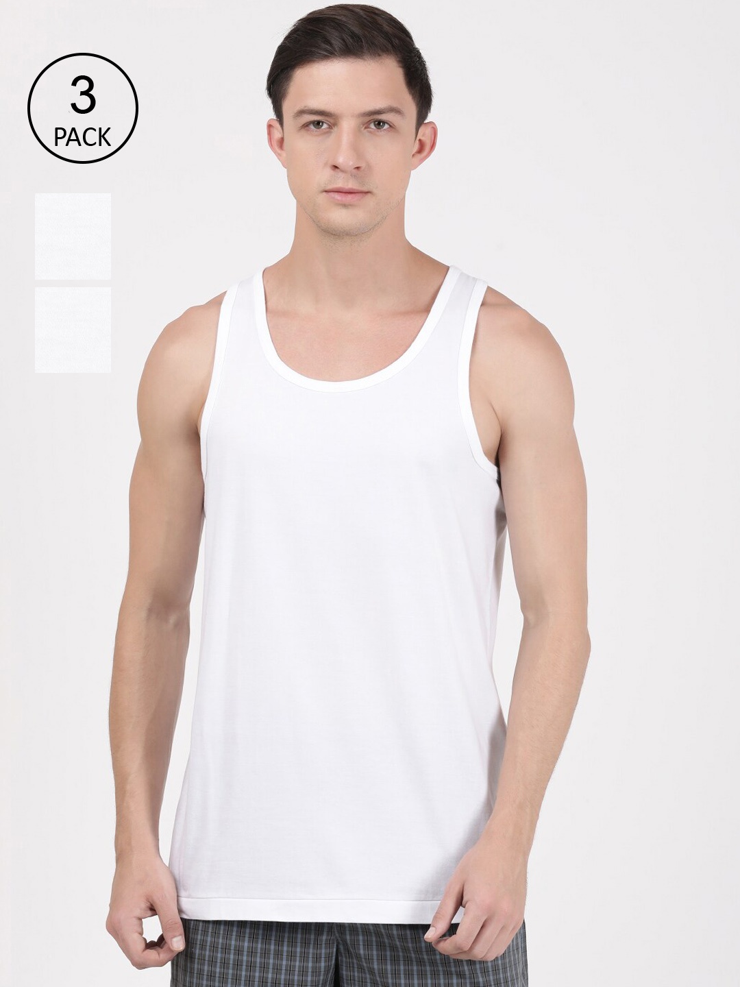 

Jockey Men Pack Of 3 Innerwear Vests EM01-0310, White