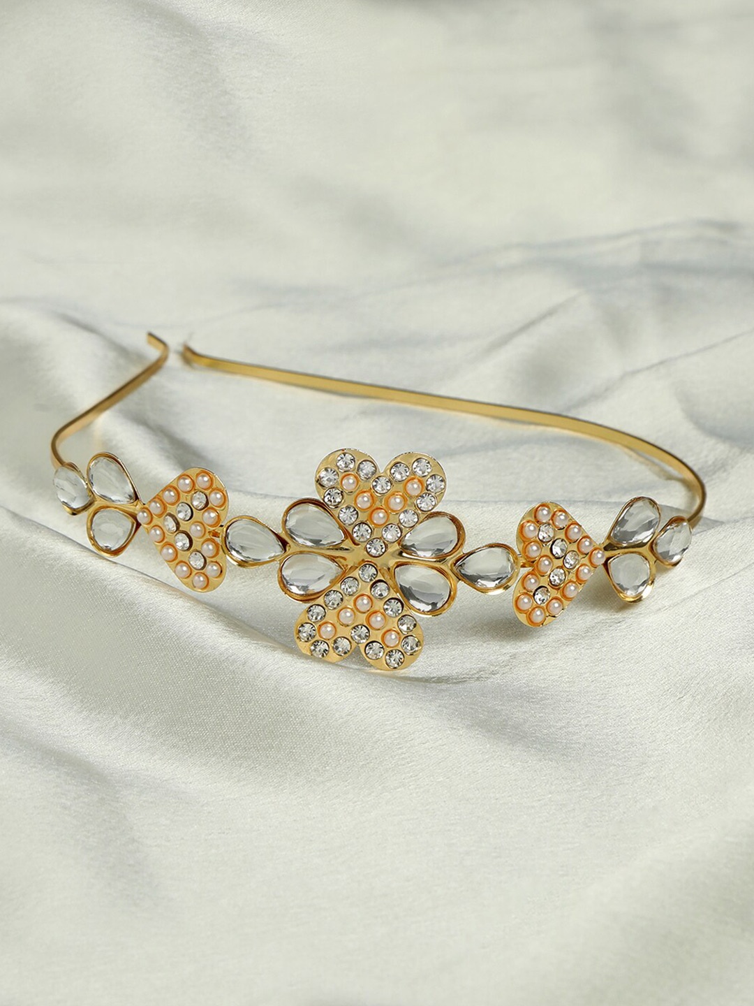 

AccessHer Women Gold-Toned & White Embellished Hairband