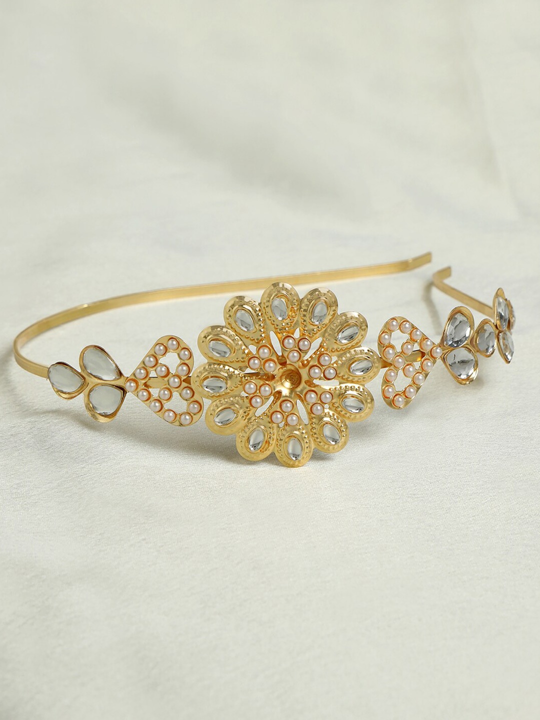 

AccessHer Gold-Plated & White Rhinestone Studded Hairband
