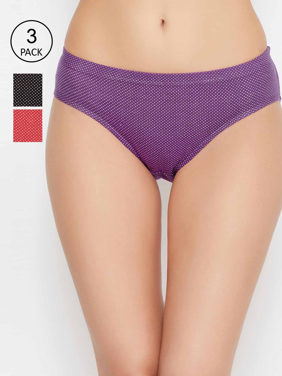 

ALIZA Women Pack Of 3 Solid Cotton Hipster Briefs, Red