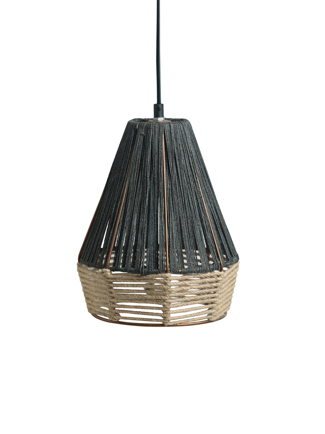 

ExclusiveLane Dark-Brown Beige Solid Handwoven Pyramidal Hanging Pendant Ceiling Lamps