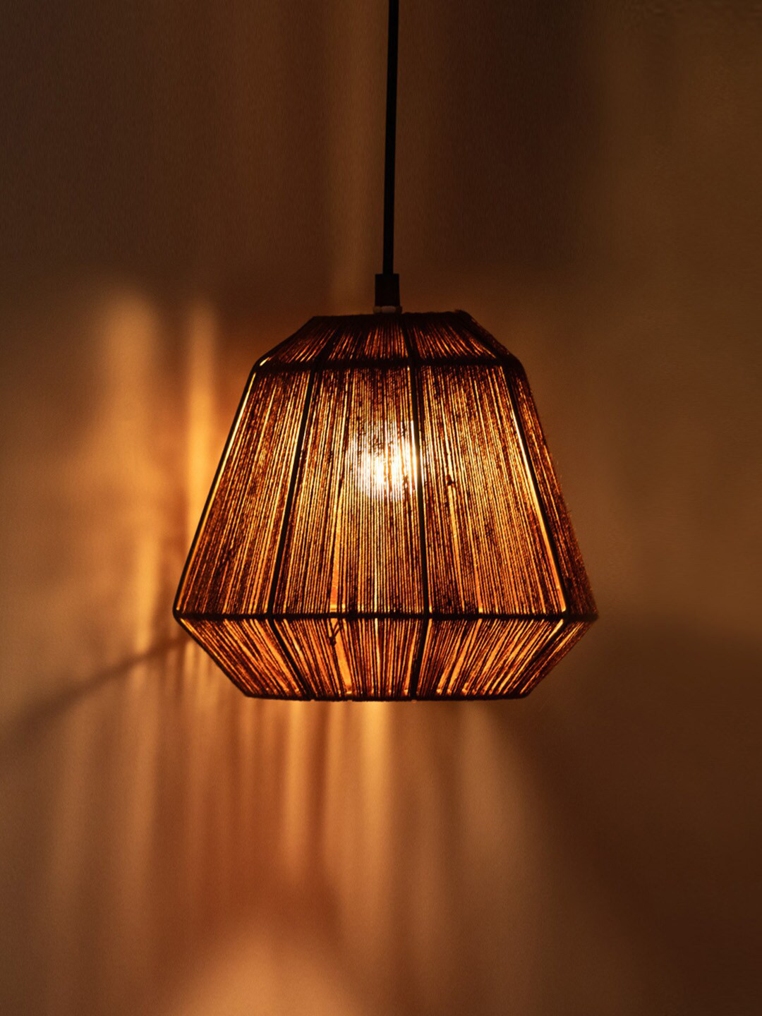 

ExclusiveLane Orange Solid Jute Hanging Pendant Ceiling Lamps
