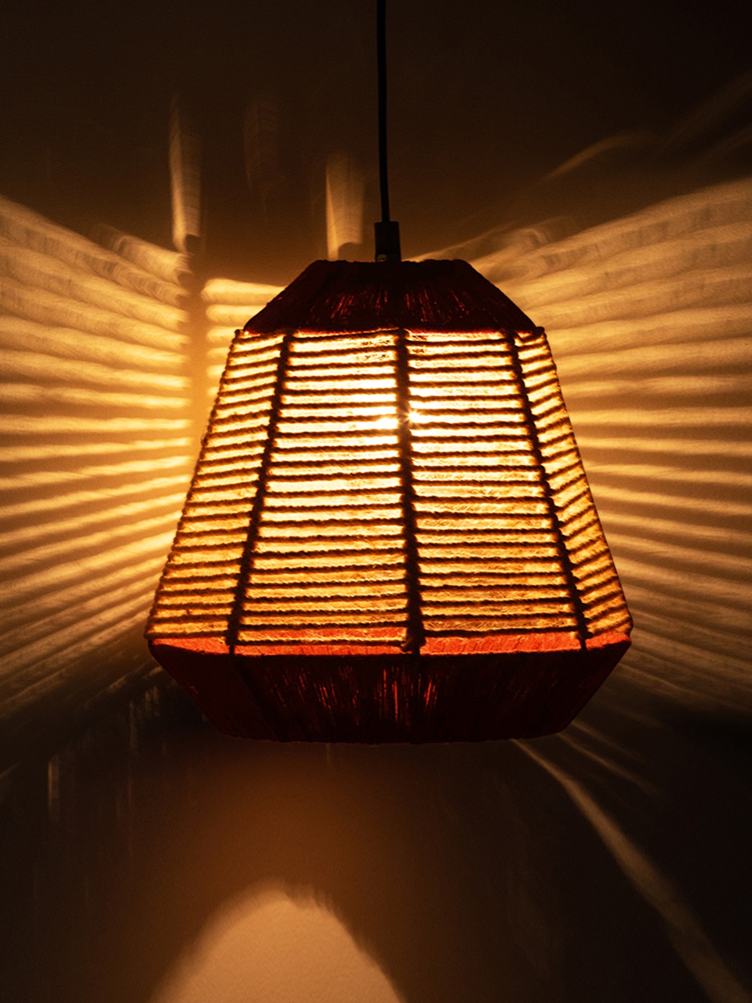 

ExclusiveLane Maroon & Beige Solid Handwoven Pyramidal Hanging Pendant Ceiling Lamps