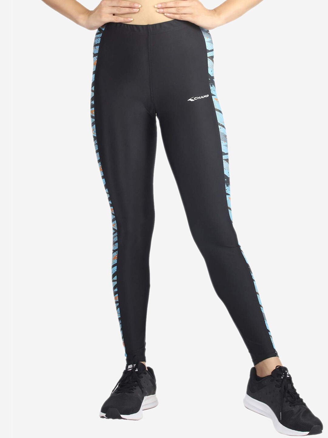 

VELOZ Women Blue & Black Printed Plus Size Tights