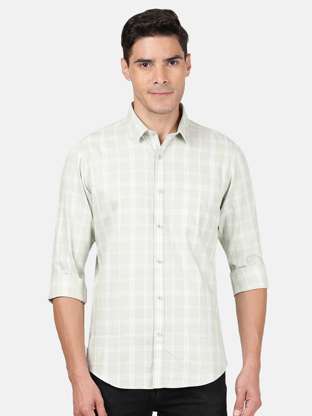 

Crocodile Men Green Classic Checked Casual Shirt