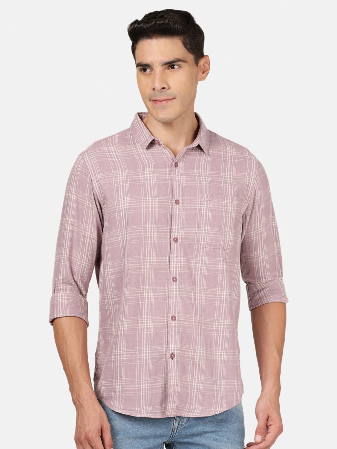 

Crocodile Men Purple Classic Checked Casual Shirt