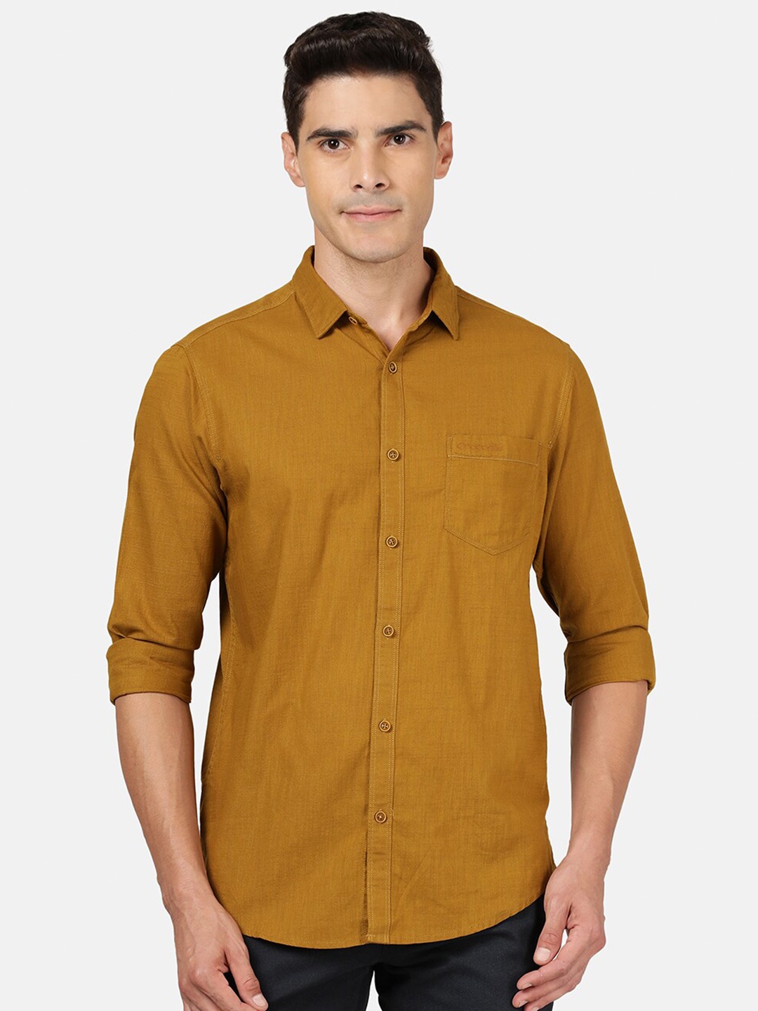 

Crocodile Men Brown Classic Casual Shirt