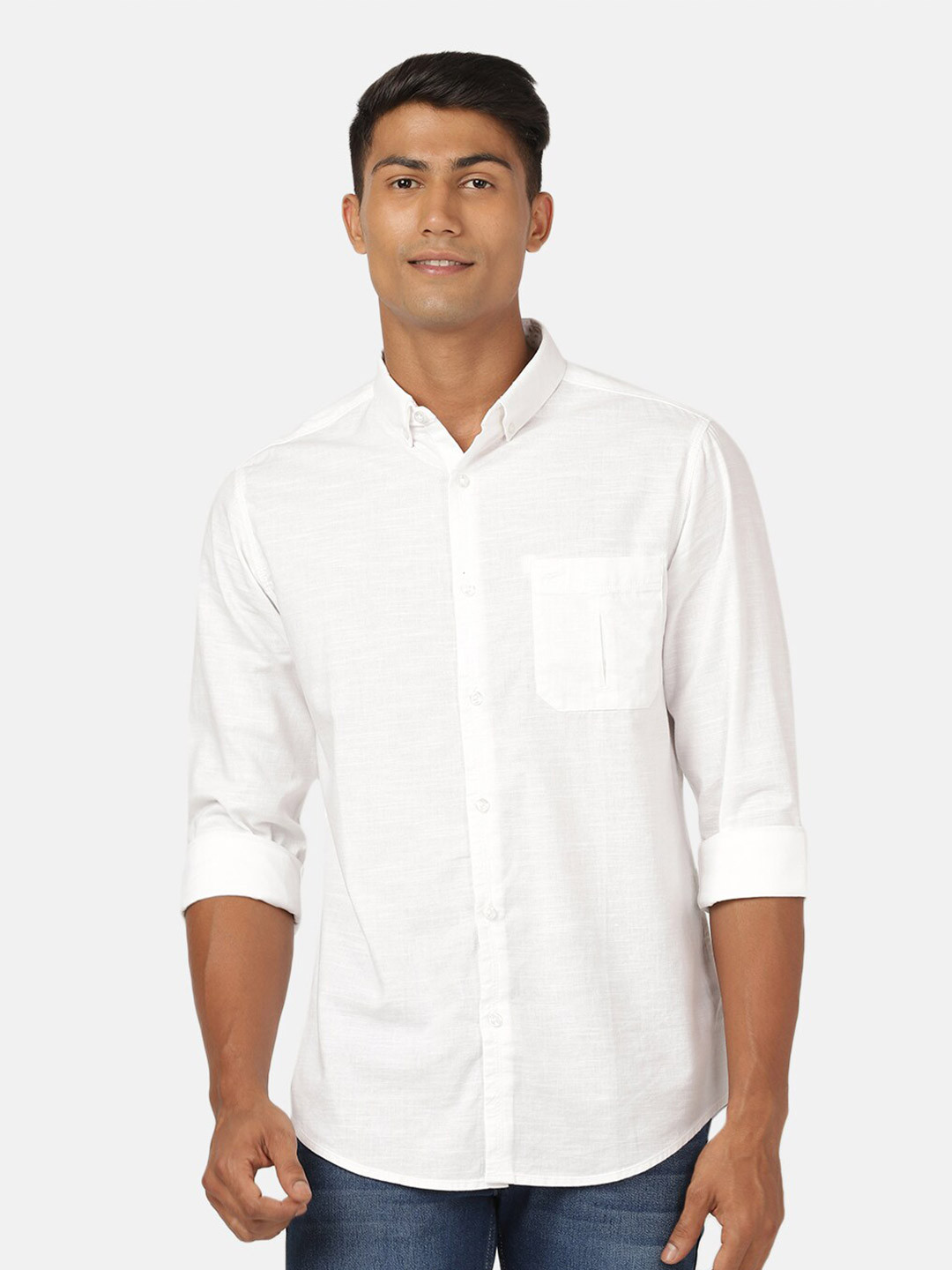 

Crocodile Men White Classic Slim Fit Casual Shirt