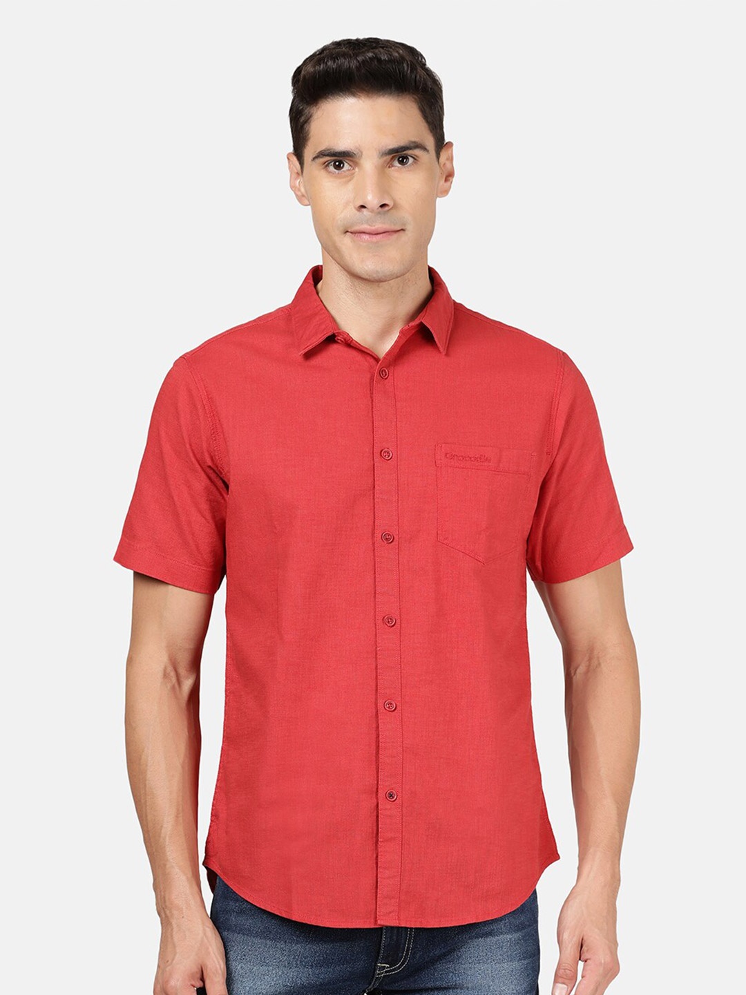 

Crocodile Men Red Classic Regular Fit Cotton Casual Shirt