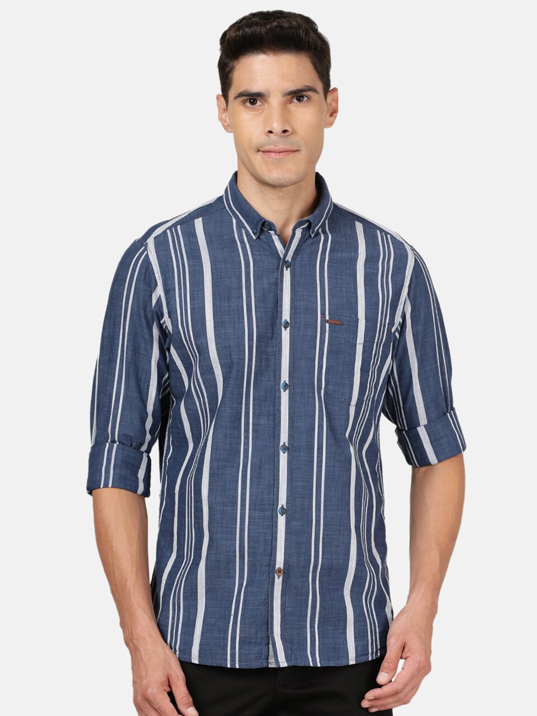 

Crocodile Men Blue Classic Striped Casual Shirt