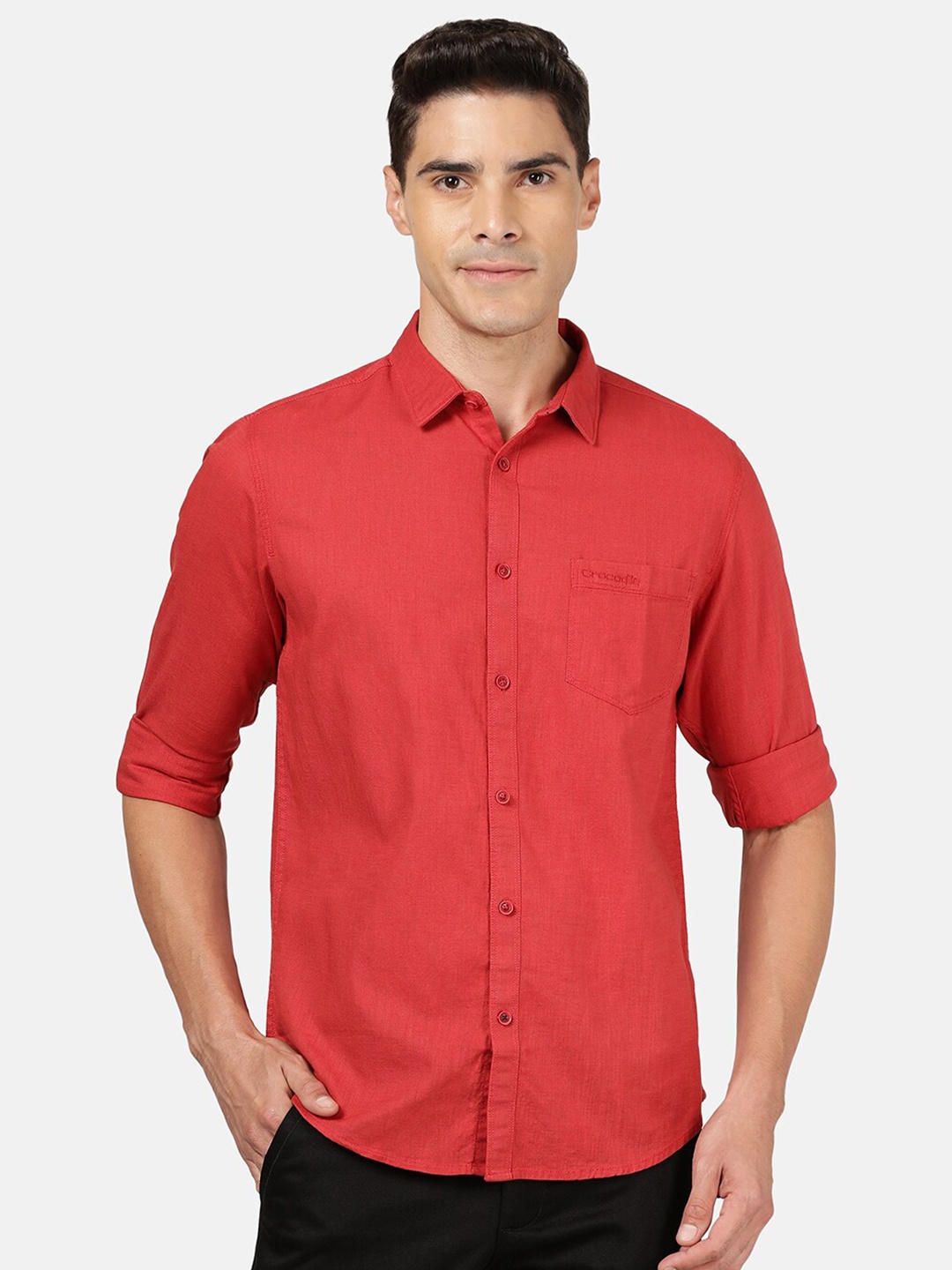 

Crocodile Men Red Classic Casual Shirt
