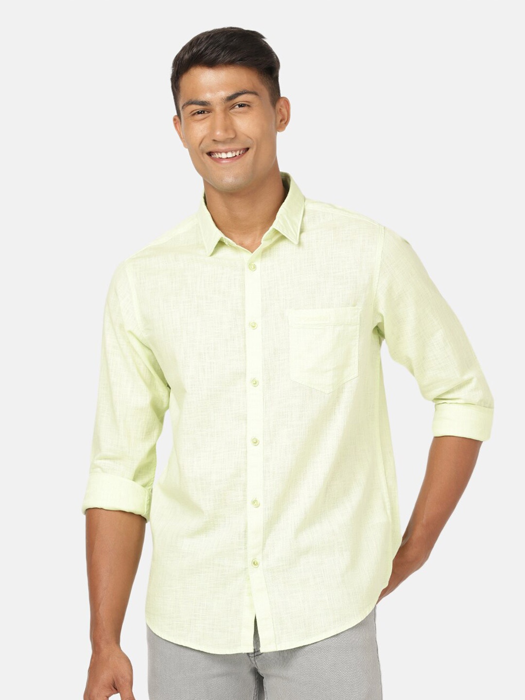 

Crocodile Men Green Classic Casual Shirt