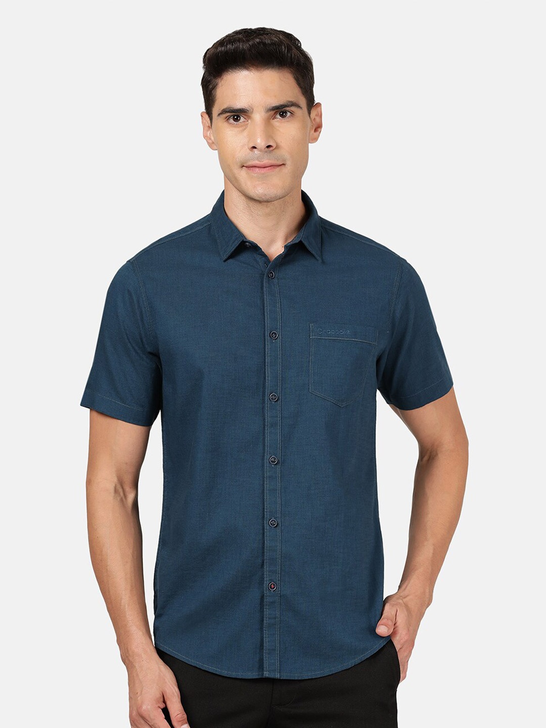 

Crocodile Men Navy Blue Classic Casual Shirt