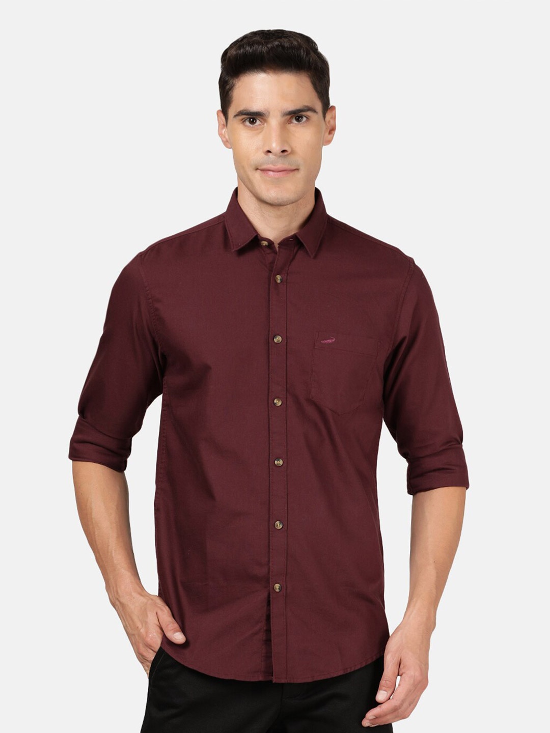 

Crocodile Men Maroon Classic Slim Fit Casual Shirt