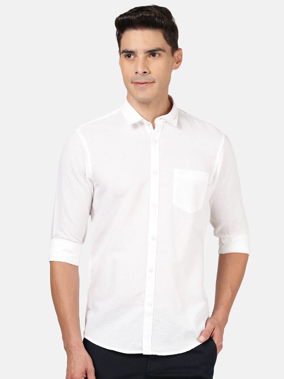 

Crocodile Men White Classic Slim Fit Casual Shirt