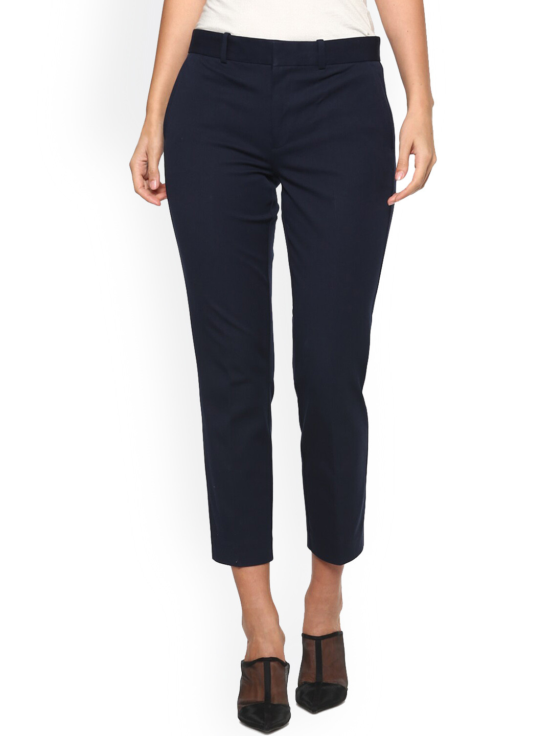 

Polo Ralph Lauren Women Navy Blue Solid Crop Trousers