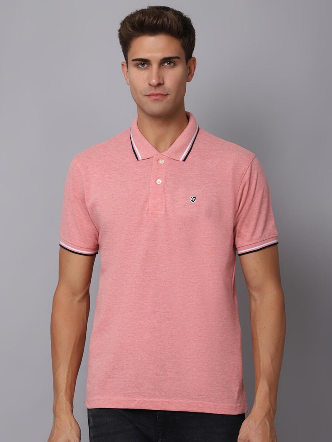 

Cantabil Men Red & coral almond Polo Collar T-shirt