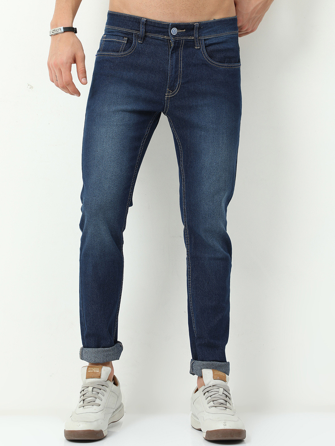 

Old Grey Men Blue Skinny Fit Light Fade Stretchable Jeans