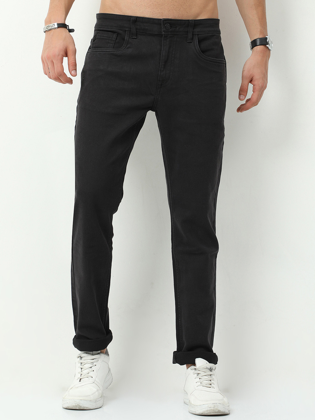 

Old Grey Men Black Slim Fit Stretchable Jeans