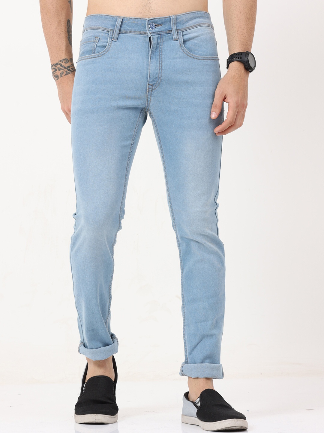 

Old Grey Men Blue Skinny Fit Light Fade Stretchable Jeans