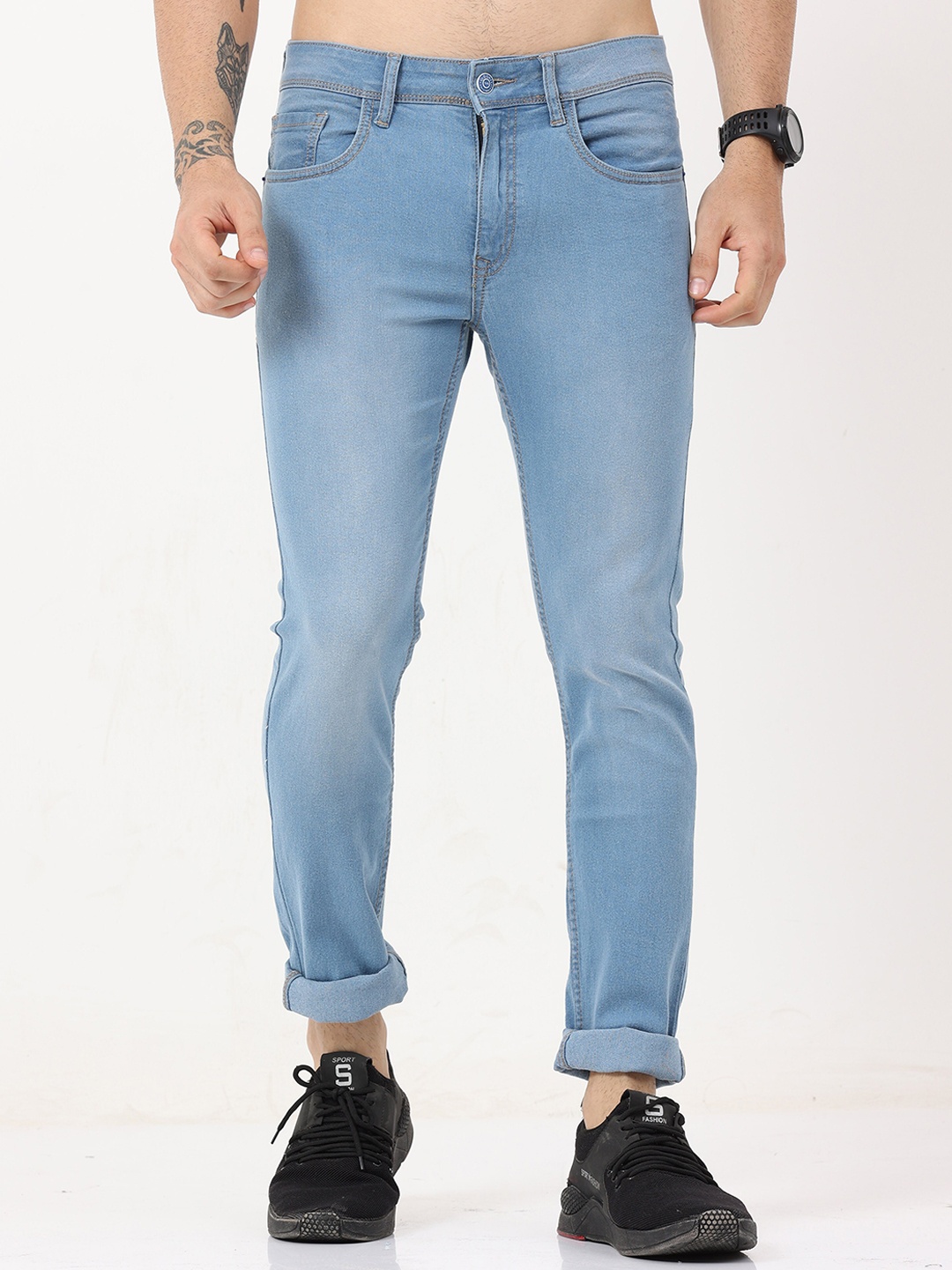 

Old Grey Men Blue Skinny Fit Light Fade Stretchable Jeans