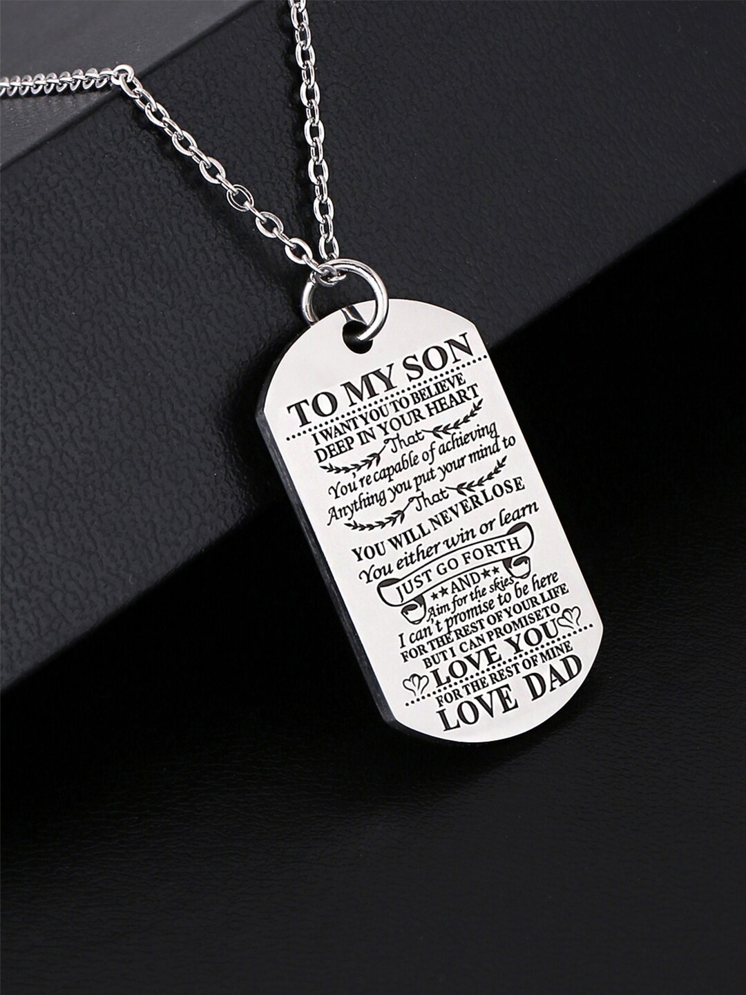 

Yellow Chimes Men Silver-Toned Message to Son Stainless Steel Pendant with Chain