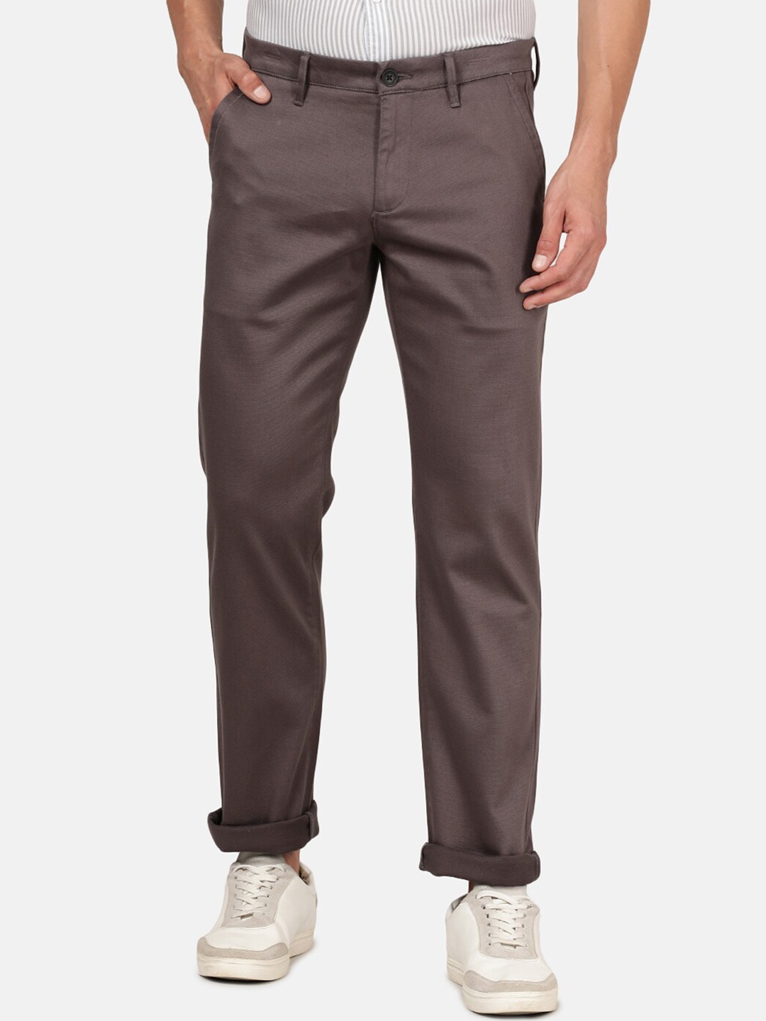 

Crocodile Men Grey Smart Slim Fit Trousers