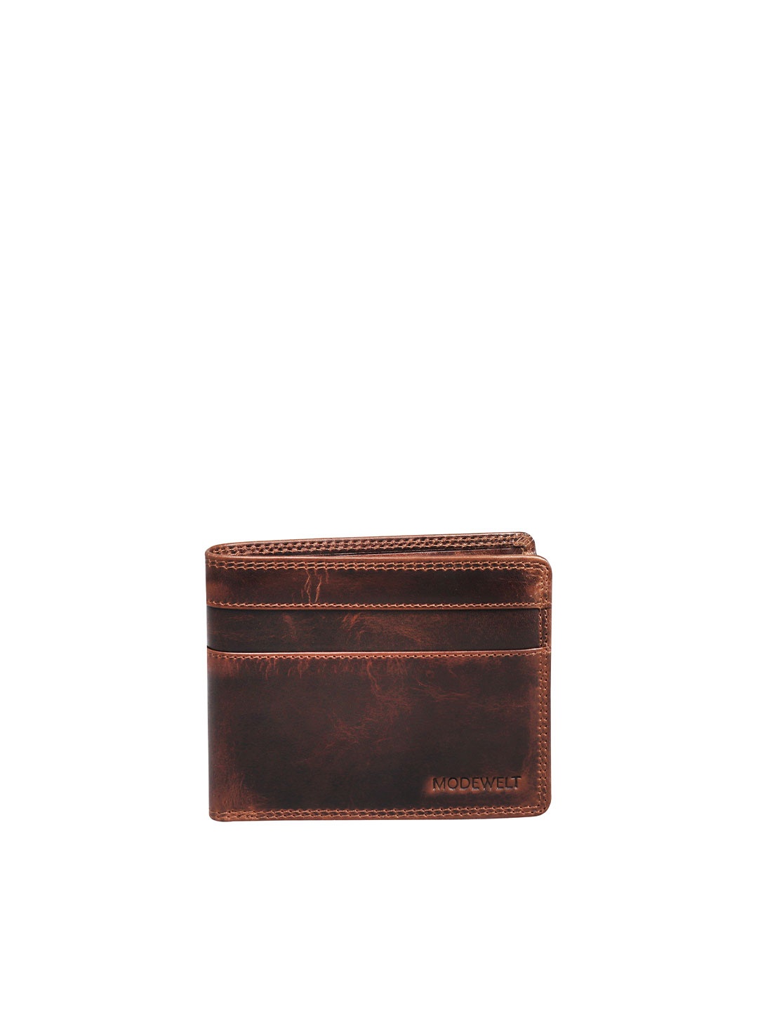 

Modewelt Men Maroon Leather Two Fold Wallet