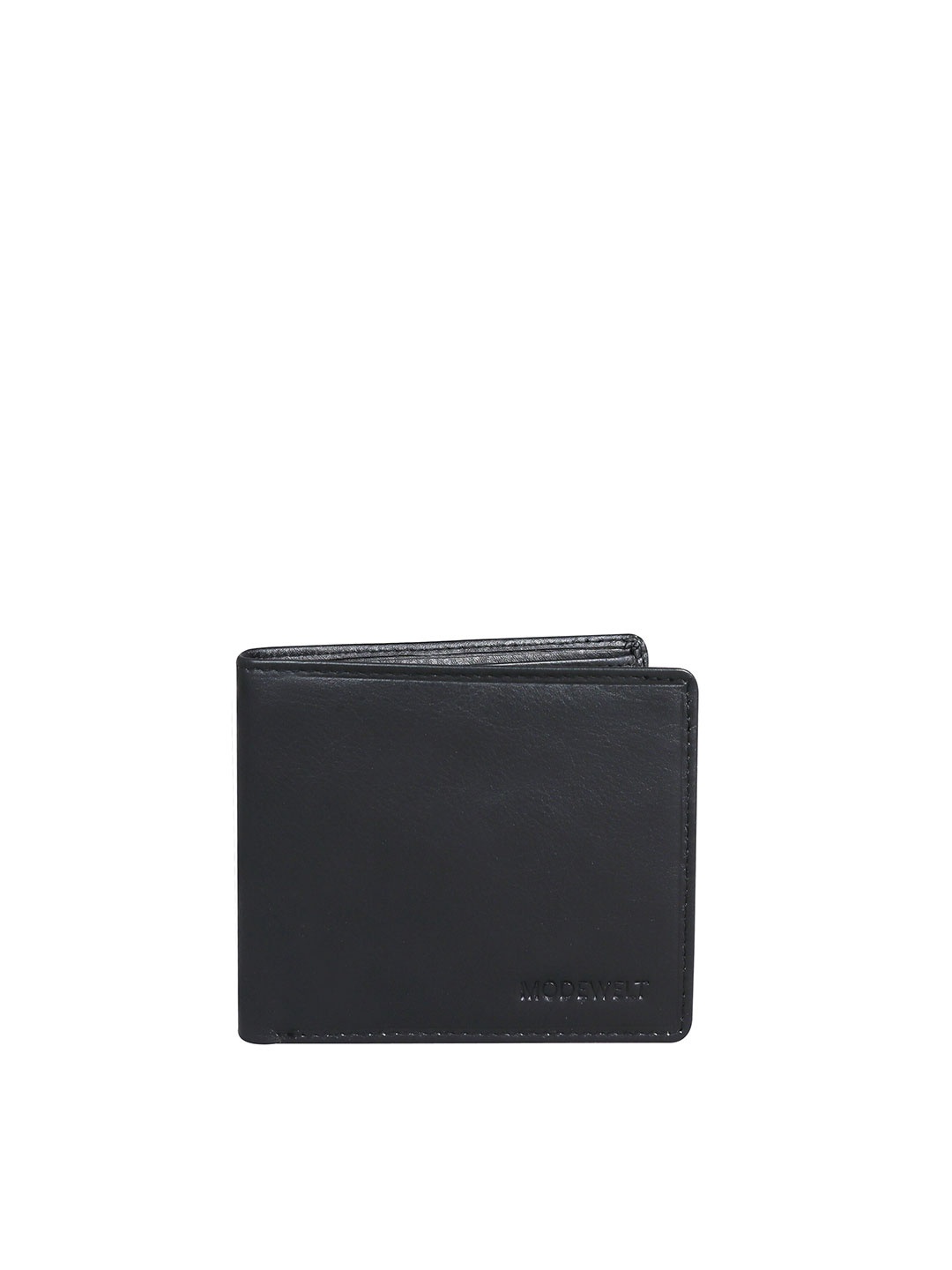 

Modewelt Men Black Floral Leather Two Fold Wallet