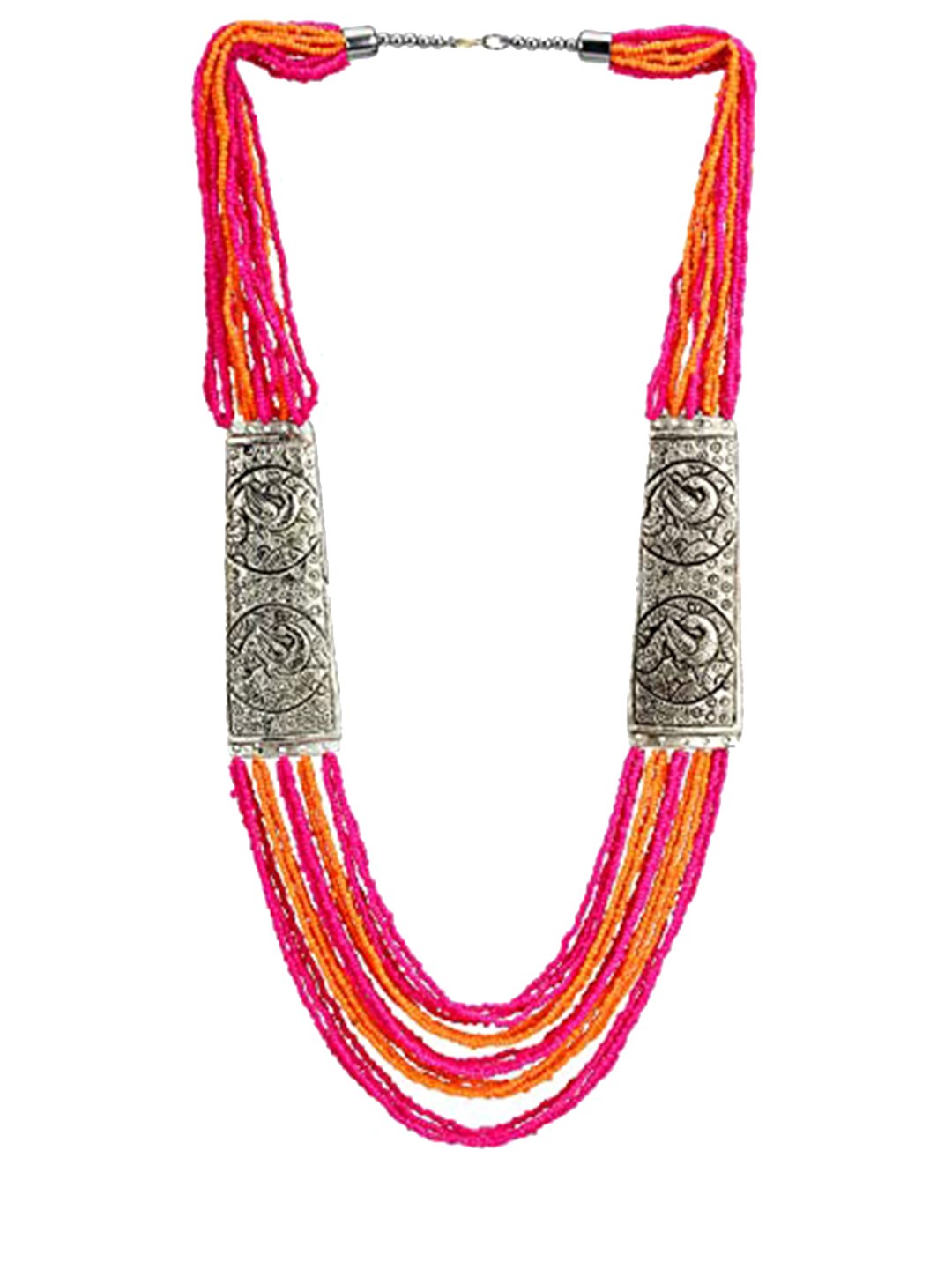 

QTO Pink & Silver-Toned Silver-Plated Handcrafted Necklace