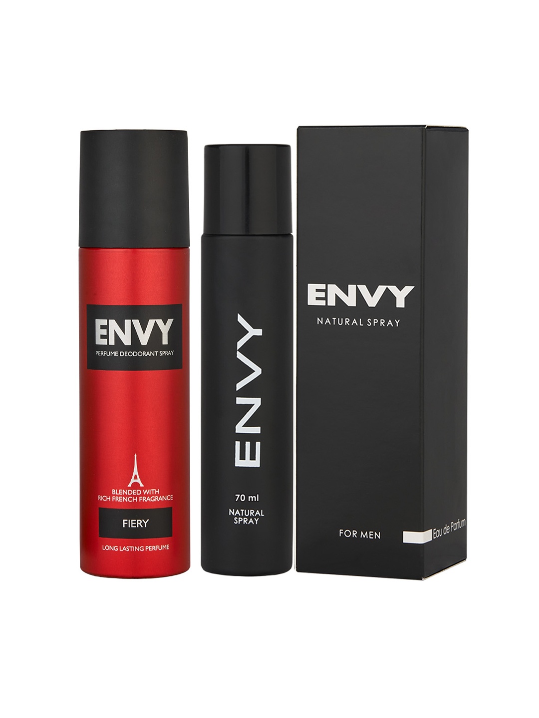 

Envy Men Set of Natural Spray 70 ml & Fiery Deodorant 115g, Black